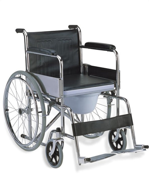 Chromed Steel Commode Wheelchair