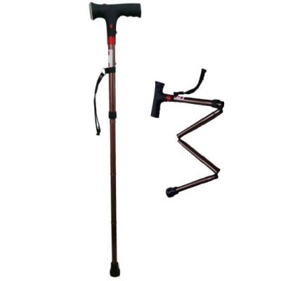 MEDIA6 FOLDING WALKING STICK WITH LIGHT AND ALARM BRONZE