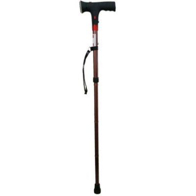 MEDIA6 FOLDING WALKING STICK WITH LIGHT AND ALARM BRONZE