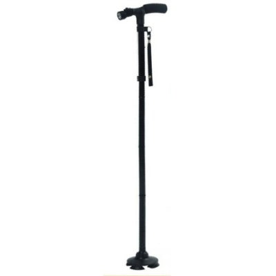 Lightweight Aluminum Folding Cane with LED Light - Black