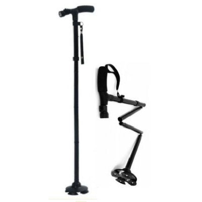 Lightweight Aluminum Folding Cane with LED Light - Black